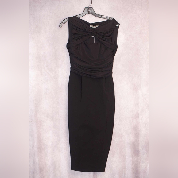 Chiara Boni La Petite Audrine Sleeveless Keyhole DressRuched Bodice Size 10